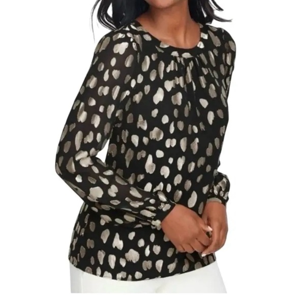 Talbots Tops - NEW NWT Talbots Black and Silver Long Sleeve Blouse